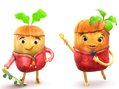 Vfresh Multifruits advertising cartoon character fruit juice mascot