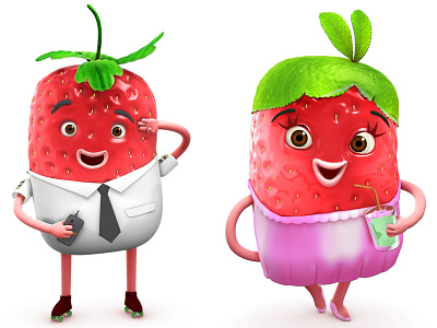 Vfresh Strawberry 3d 3dsmax advertising cartoon character desing strawberry