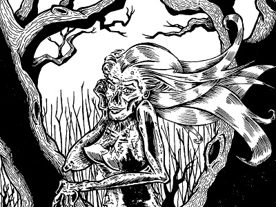 Zombie Lady comics drawing forest horror ink trees zombie