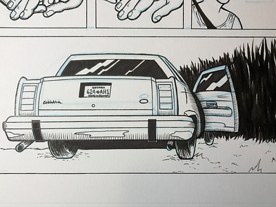 Inking a comic panel