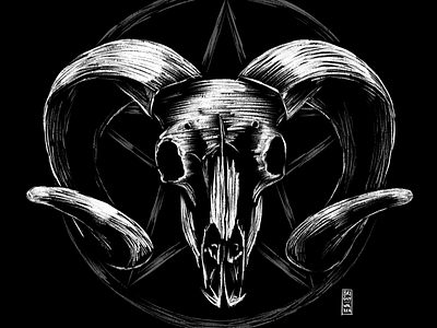 Goat Skull | Inktober Day 12 goat inktober inktoberday12 pentagram skull