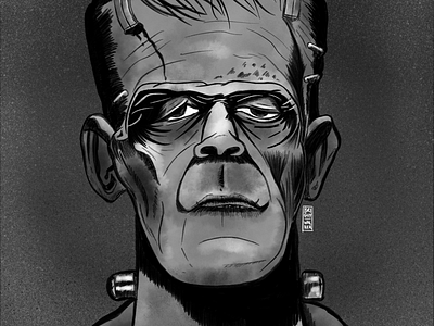 Frankenstein | Inktober Day 27 art drawing frankenstein horror inking inktober inktober 2018