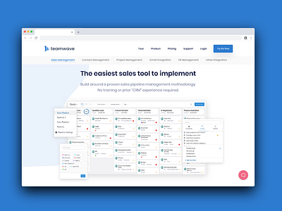 Sales Tool app crm design features features page saas teamwave