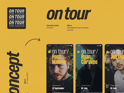 On tour app concept app app design application application ui event app jez dior music music app musician post malone uidesign uiux