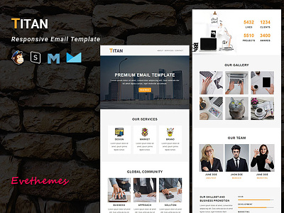 TITAN - Responsive Email Template business campaign corporate design email template freelance freshmail hire lead mailchimp marketing newsletter office promotion responsive