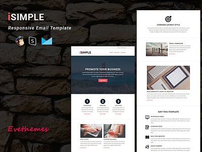 iSimple - Responsive Email Template business campaign corporate email template freelance html lead mailchimp marketing newsletter
