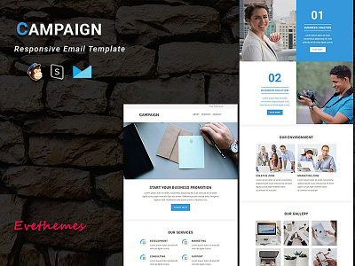 Campaign - Responsive Email Newsletter Template business campaign corporate email template freelance html lead mailchimp marketing newsletter