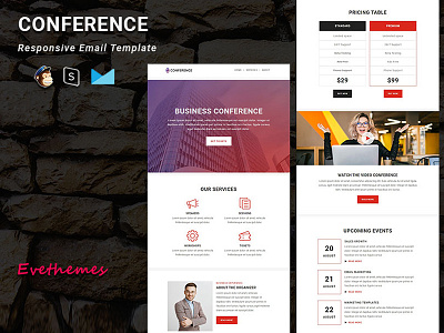 Conference - Responsive Email Template campaign conference email template event freelance html lead mailchimp meetup newsletter responsive training