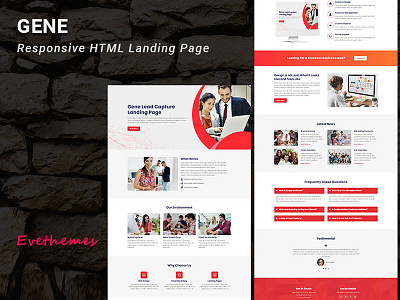 GENE - HTML Landing Pages bootstrap business corporate freelance hire html landing page lead marketing one page template responsive webdesign