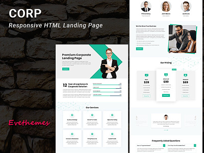 CORP - Responsive HTML Landing Pages business corporate freelance hire html landing page lead marketing one page responsive web design web design agency website