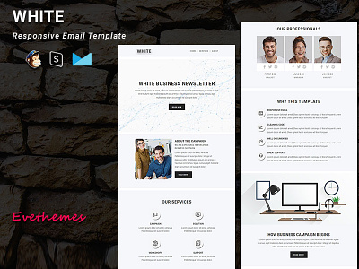 White - Responsive Email Newsletter agency business campaign corporate design email template freelance html lead generation mailchimp marketing newsletter promotion responsive simple