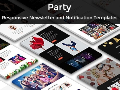 Party - Responsive Email Pack agency business celebration email events freelance mailchimp marketing music newsletter party