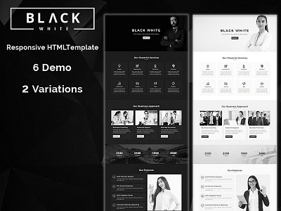 Black White - Responsive HTML Template business corporate creative freelance hire html landing page marketing office responsive webdesign website