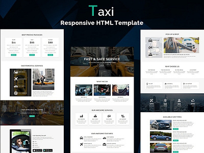 Taxi - Responsive HTML Template auto car rental dealer freelance hire html landing page lead responsive taxi webdesign website