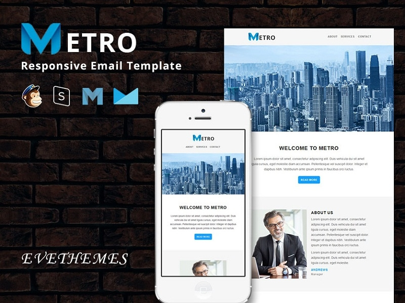Metro - Responsive Email Template freelance lead hire marketing office business corporate mailchimp campaign responsive newsletter email template
