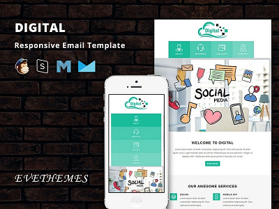 Digital - Responsive Email Template business campaign digital email template freelance lead mailchimp marketing newsletter responsive sem seo