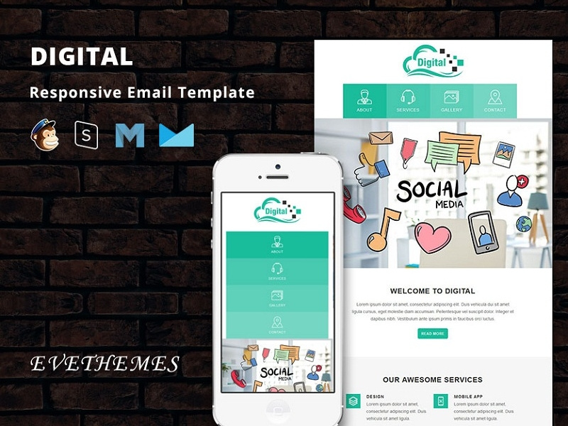 Digital - Responsive Email Template freelance lead digital marketing business sem seo mailchimp campaign responsive newsletter email template