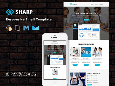 Sharp - Responsive Email Template business campaign digital email template freelance lead mailchimp marketing newsletter responsive sem seo