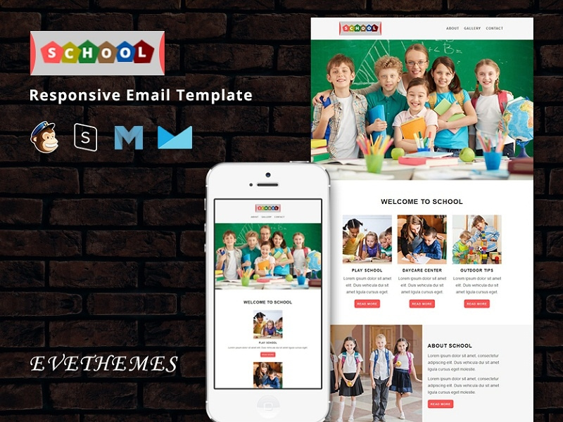 School - Responsive Email Template freelance kids playschool marketing college school education mailchimp campaign responsive newsletter email template