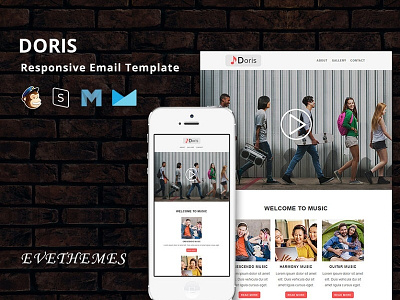 Doris - Responsive Email Template band campaign email template event freelance mailchimp marketing music newsletter party responsive xmas