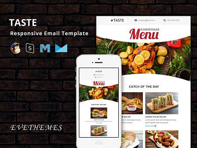 Taste - Restaurant Responsive Email Template bar burger business cafe dinner email template food freelance hotel newyear pizza restaurant