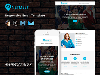 NetMeet - Responsive Email Template campaign conference consultant corporate email template event freelance lead mailchimp marketing newsletter
