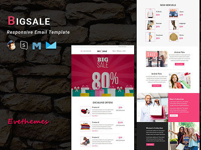 BIGSALE - Responsive Email Template campaign ecommerce email template fashion freelance gifts mailchimp newsletter responsive sale shop xmas