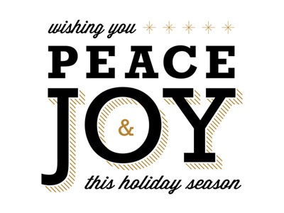 Peace & Joy black gold holiday card minted stars stripes