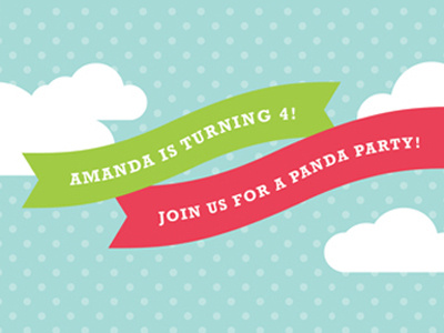 Panda Party Graphics banners clouds dots green invitation panda party