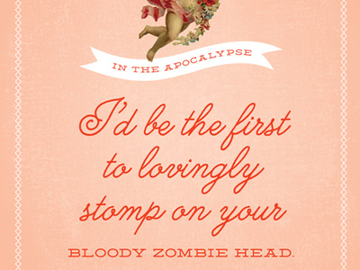 Bloody Zombie Head Valentine cupid pink valentine zombie