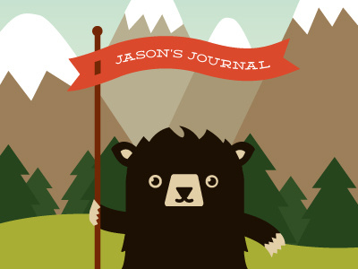 Black Bear Notebook black bear flag illustration minted mountain pine tree
