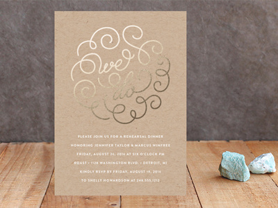 Wedding Swirl bridal shower foil gold invitation invite kraft lettering minted rehearsal dinner wedding wedding shower