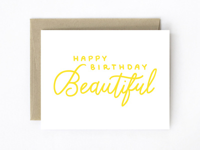 Happy Birthday, Beautiful birthday detroit card co greeting card hand lettered hand lettering lettering yellow