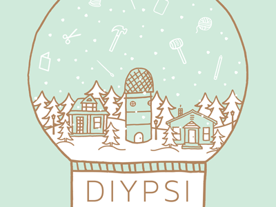 DIYpsi Poster craft gold illustration mint poster snow snow globe tree yarn