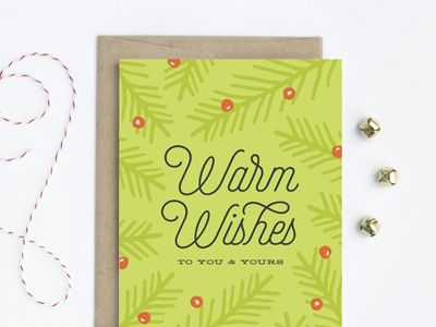 Warm Wishes Fern card christmas detroit card co greeting card holiday holly illustration pine