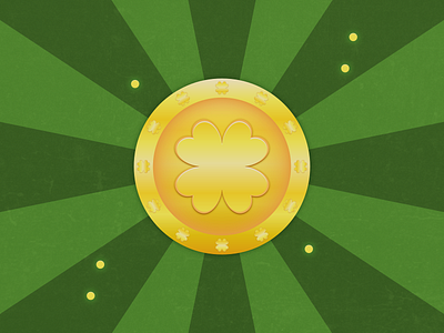 Lucky Golden Coin 4 leaf affinity clean clover coin gold graphic green illustration lucky lucky charms minimal money patricks day yellow