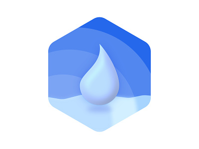 Water Emblem 3d blue clean design drop droplet emblem graphic hex illustration minimal water wave