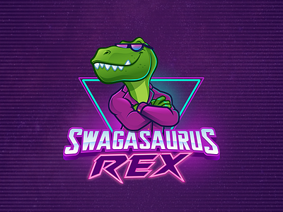 Swagasaurus REX . 80s brand character design dino dinosaur logo mascot swag