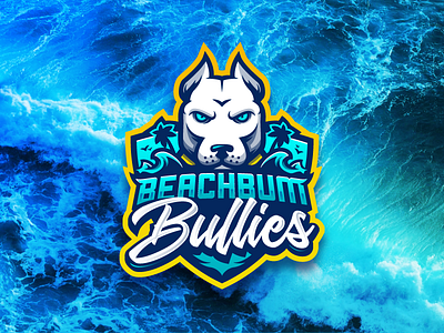 BeachBumBullies . beach dog identity logo logotype mascot pitbull sport surf