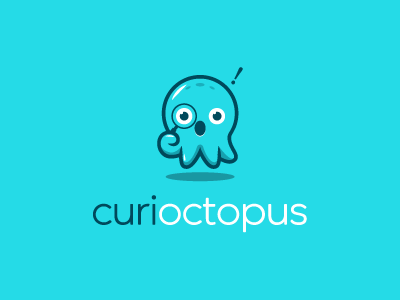 Curioctopus animal brand character company design icon journalism logo mascot media octopus