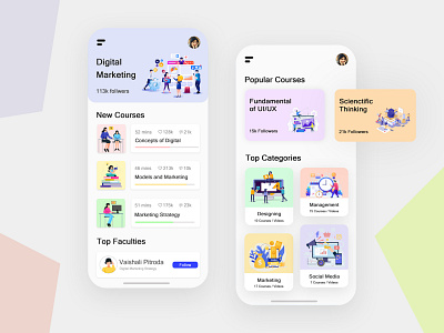 e-Learning Mobile App android app app design application design design education education app elearning elearning courses flat design ios learning learning app minimal mobile mobile app online course ui uiux ux