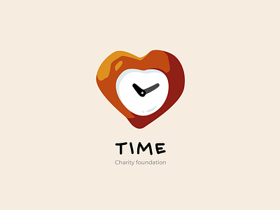 Logo heart time care charity child foundation heart life logo logotype orange red time timeline