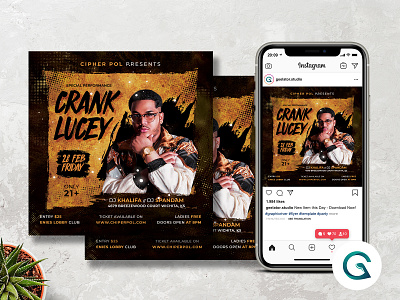 Guest DJ Flyer Template birthday party concert flyer concert poster dj concert hiphop instagram post instagram premade music event night club night out party event party flyer party invitation party poster print template summer techno