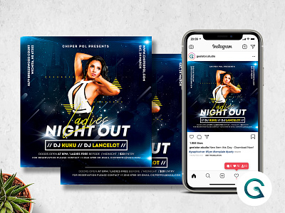 Ladies Night Out Party Flyer Template birthday party concert flyer concert poster dj concert hiphop instagram post instagram premade music event night club night out party event party flyer party invitation party poster print template summer techno