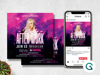 After Work Flyer Template birthday party concert flyer concert poster dj concert hiphop instagram post instagram premade music event night club night out party event party flyer party invitation party poster print template summer techno