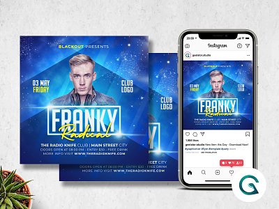 DJ Flyer Template birthday party concert flyer concert poster dj concert hiphop instagram post instagram premade music event night club night out party event party flyer party invitation party poster print template summer techno