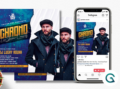 Live Stream Concerts Flyer Template square flyer