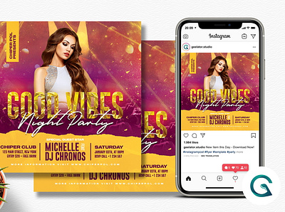 Night Club Party Flyer Template square flyer