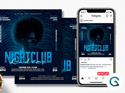 Night Club Ladies Flyer Template square flyer