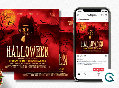 Halloween Party Flyer Template october square flyer trick or treat